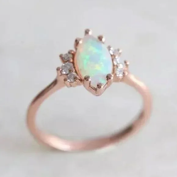 NEW 18K ROSE GOLD OPAL RING, CUTE RING, SHINY RING. - Picture 5 of 6